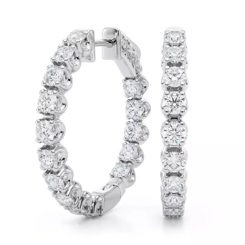 14K White Gold Classic Inside Out U-Prong Lab Diamond Hoop Earrings (3 3/4 ct. tw.)